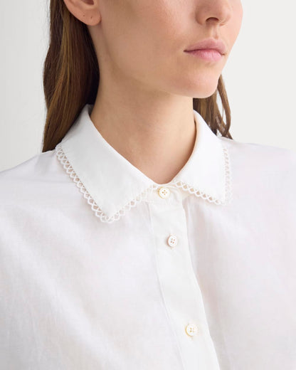 Scalloped-Collar Square Shirt | Bone