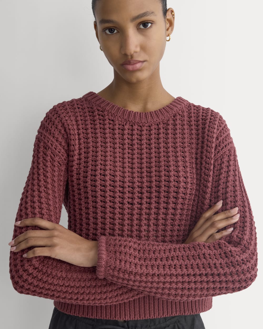 Open-Knit Crew in Elevated Cotton | Henna Red