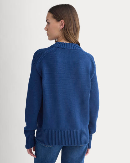 Oversized Cocoon Crew in Elevated Cotton | Estate Blue