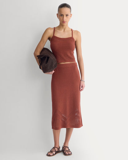 Lace-Knit Cami | Henna Red