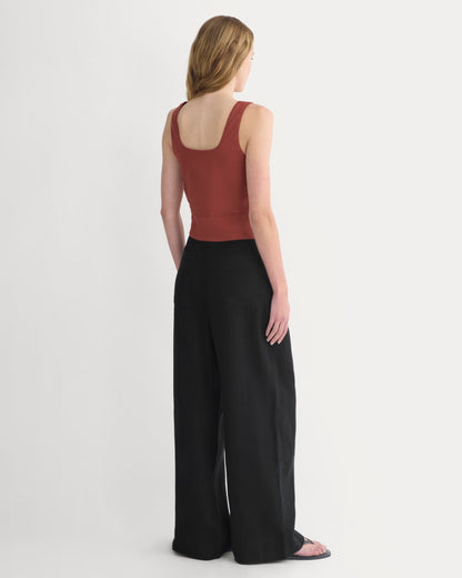 Square Tank in Stretch Linen | Henna Red