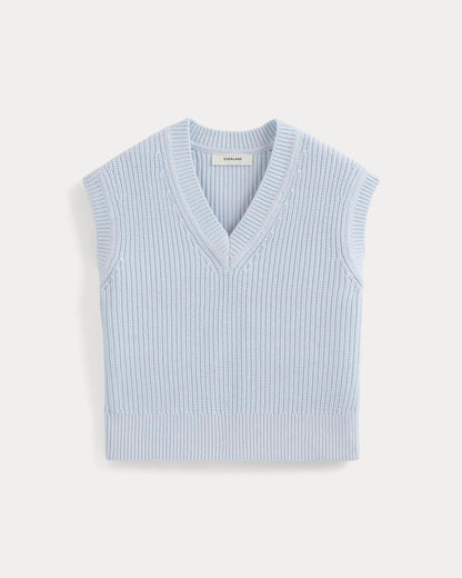 Ribbed V-Neck Vest in Everyday Cotton | Skywriting