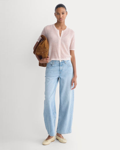 The Air Alpaca™ Short-Sleeve Cardigan | Soft Pink
