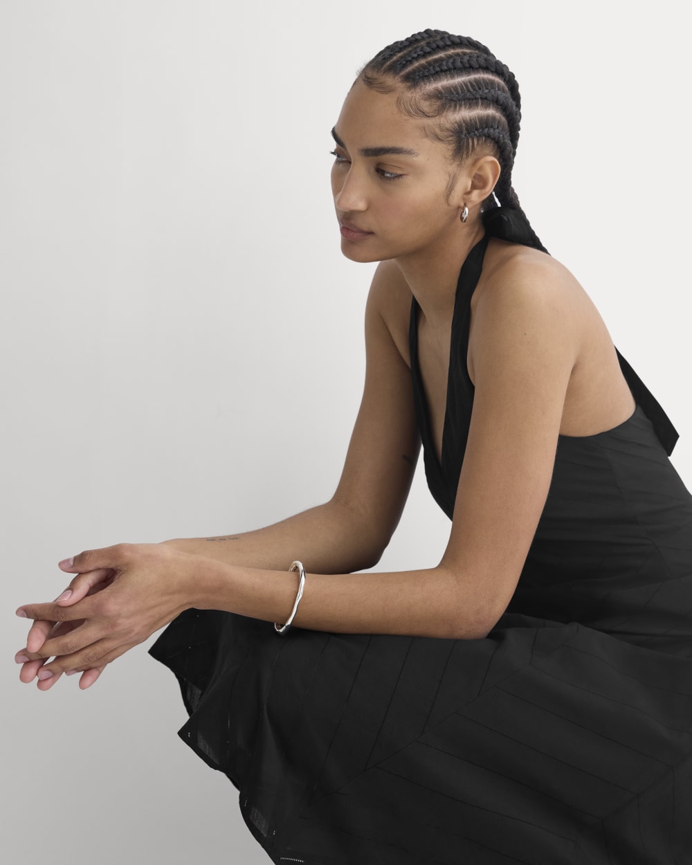 Textured Halter Midi Dress | Black