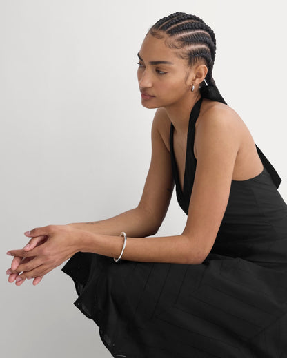Textured Halter Midi Dress | Black