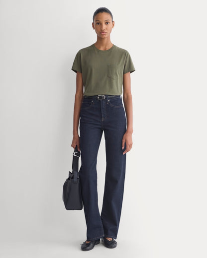 The Box-Cut Tee in Essential Cotton | Olive Night | Pocket