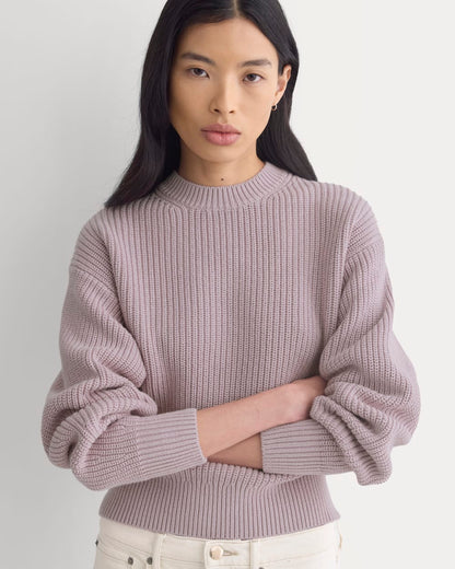 Cropped Ribbed Crew in Everyday Cotton | Burnished Lilac