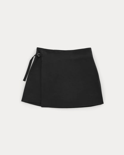 Tailored Drape Mini Skort | Black