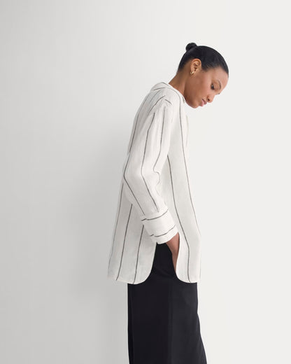 Popover Shirt in Linen | Gardenia/Meteorite