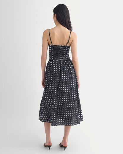 Midi Dress in Cotton Silk Voile | Black