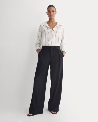 Popover Shirt in Linen | Gardenia/Meteorite
