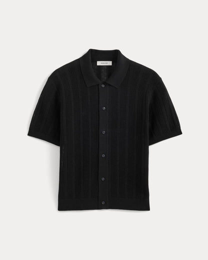 Textured Knit Resort Shirt | Black