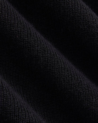 Relaxed V-Neck Midi Sweater Dress in Cotton Merino | Black