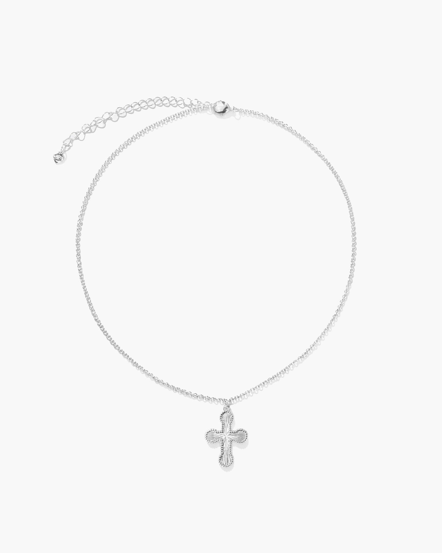 Mini Cross Pendant Necklace in Silver
