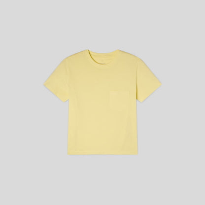 The Box-Cut Tee in Essential Cotton | Pale Yellow | Pocket