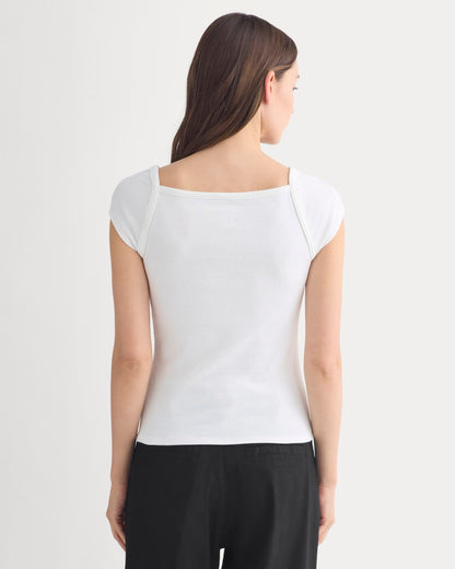 RetroSoft Cotton Square-Neck Tee | Bone
