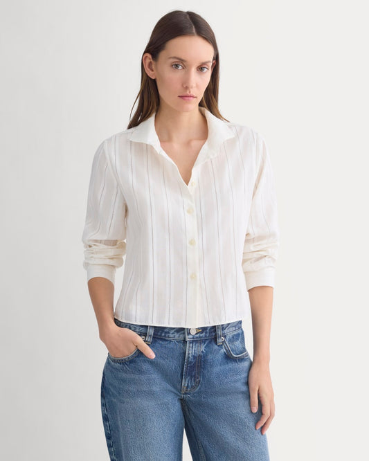 Textured Mini Collar Shirt | Bone
