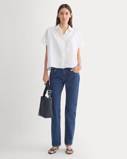 Scalloped-Collar Square Shirt | Bone