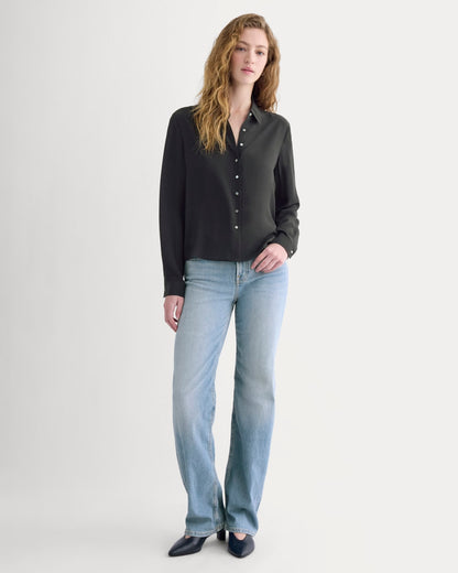 Shrunken Top in Washable Silk | Black