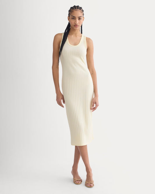 Scoop-Neck Midi Dress in Pointelle Knit | Lemon Icing