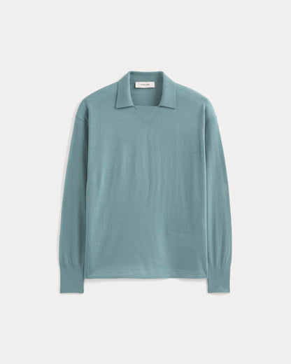 Oversized Polo in Ultrafine Merino | Gray Mist