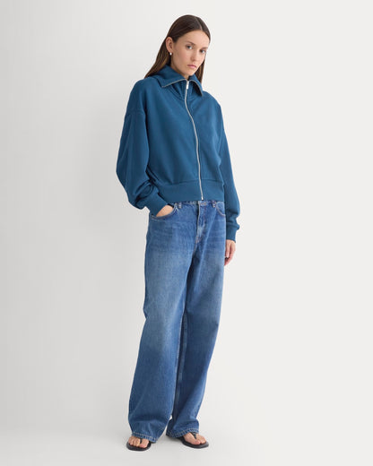 Lightweight Terry Cropped Full-Zip | Blue Wing Teal