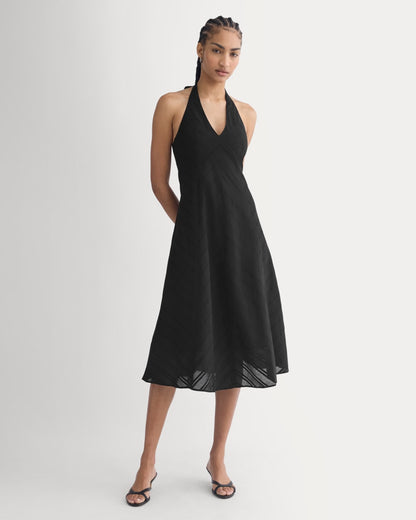 Textured Halter Midi Dress | Black
