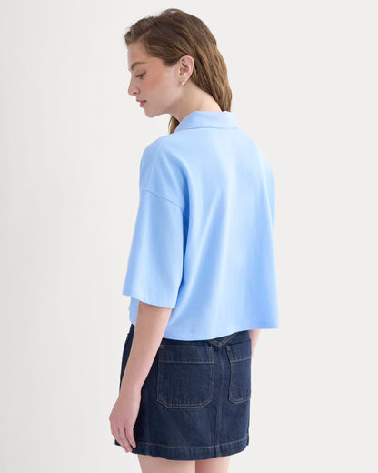 Pique Boxy Polo | Open Air Blue