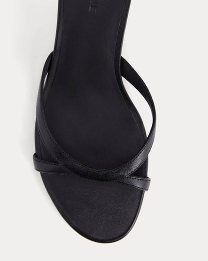 Sculpted Heel Sandal | Black Leather