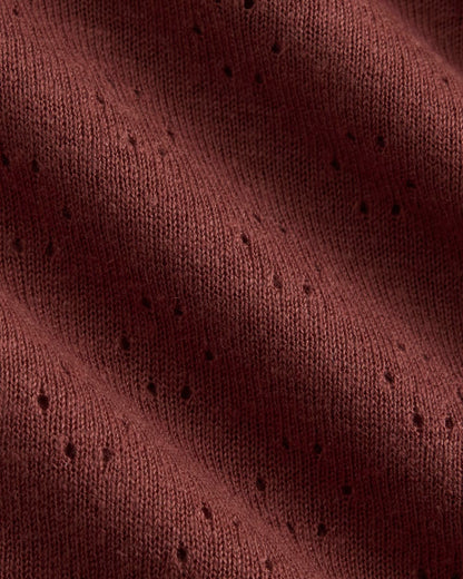 Lace-Trimmed Tank in Fine Linen | Henna Red