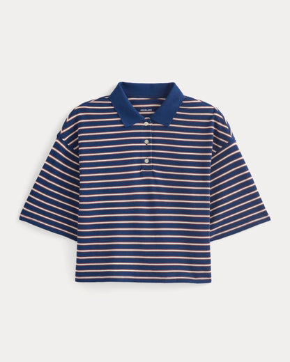 Pique Boxy Polo | Estate Blue/Henna/Gardenia