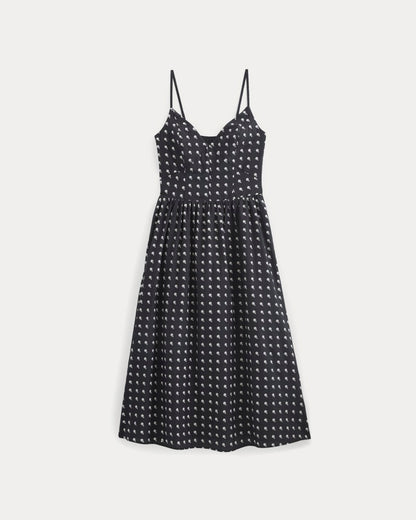 Midi Dress in Cotton Silk Voile | Black
