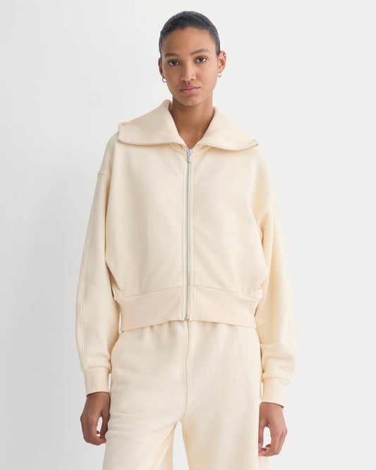 Lightweight Terry Cropped Full-Zip | Parchment