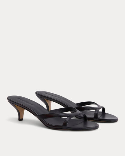 Sculpted Heel Sandal | Black Leather