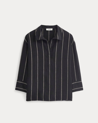 Popover Shirt in Linen | Black