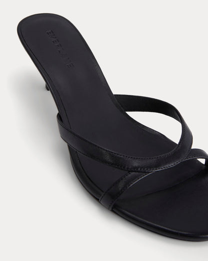 Sculpted Heel Sandal | Black Leather