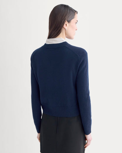 Cashmere Cropped High-V Sweater | Navy