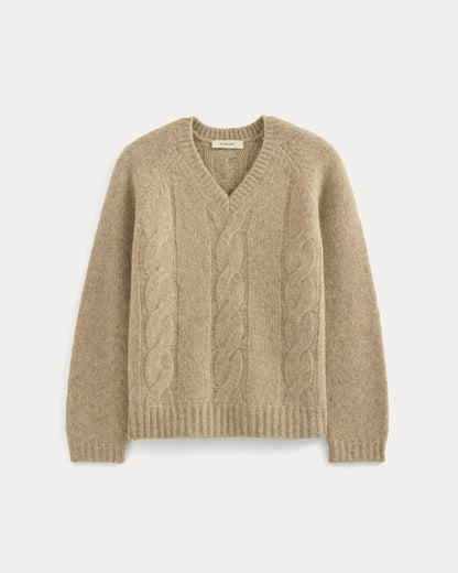 Cloud Cable V-Neck Sweater | Heathered Oatmeal