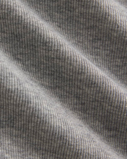 Luxe Rib V-Neck Henley | Heathered Light Grey
