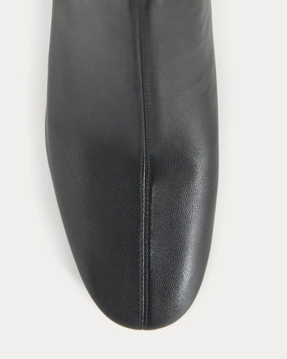 Leather Curved-Heel Boot | Black