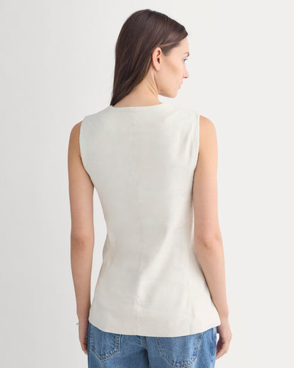 Long Vest in Stretch Linen | Birch