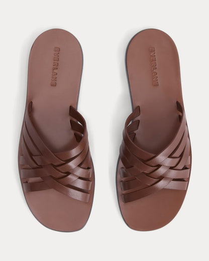 Leather Triple Crisscross Sandal | Rum