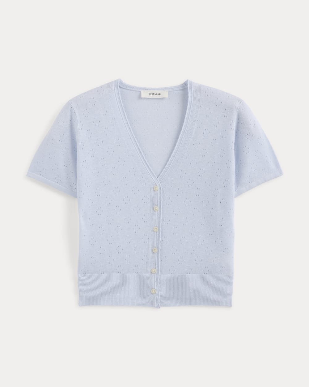 Lace Trim Cardigan in Fine Linen | Skywriting