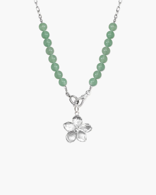 Green Aventurine Beaded Necklace with Charm Holder Clasp