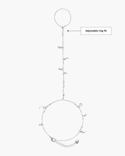 Lyra Hand Chain Bracelet in Silver