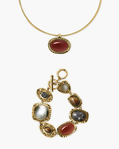 Venus Collar Necklace & Athena Bracelet Set in Gold