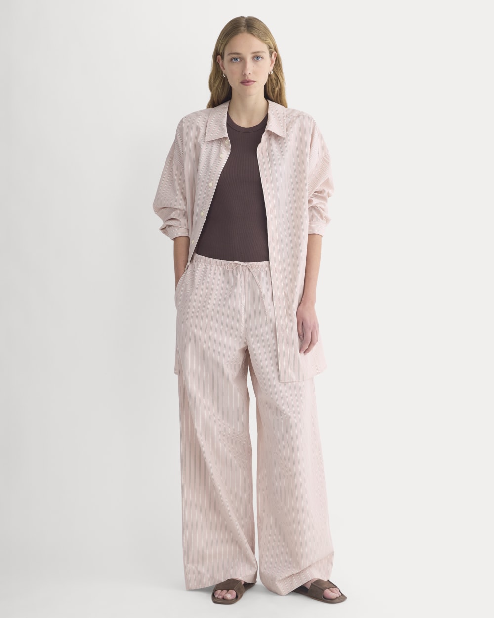 Back-Tie Oversized Shirt in Washed Poplin | Burnished Lilac/Gardenia