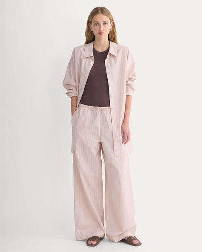 Back-Tie Oversized Shirt in Washed Poplin | Burnished Lilac/Gardenia