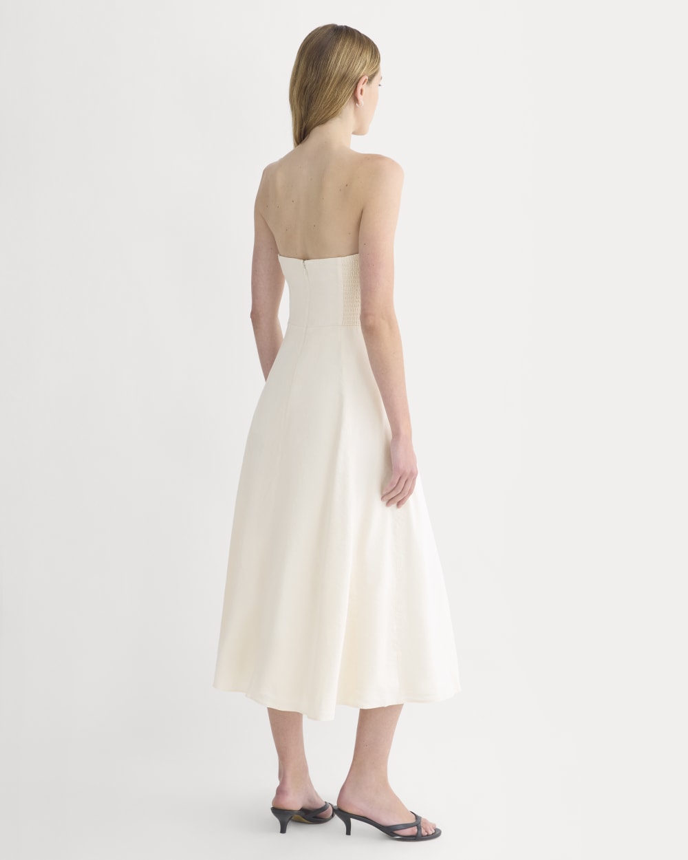 Strapless Dress in Stretch Linen | Bone