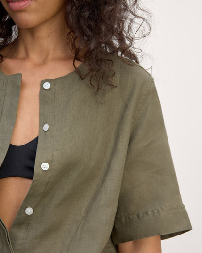 The Bib Shirt in Linen | Kalamata